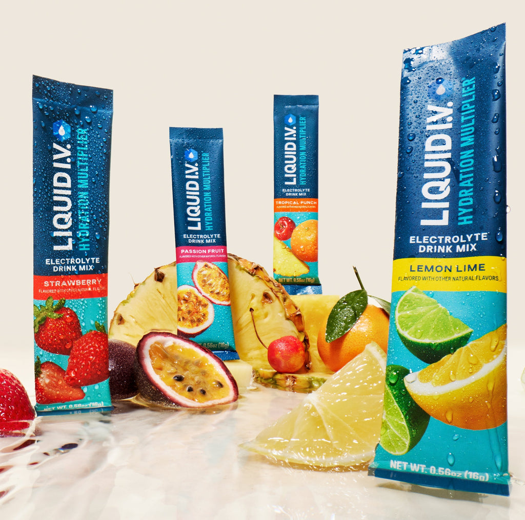 Stylized image of Liquid I.V.® pouch. 