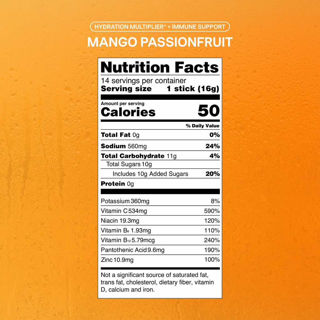 Mango Passion Fruit Hydration Multiplier® +Immune Support A Hydration Addition for Days at Home