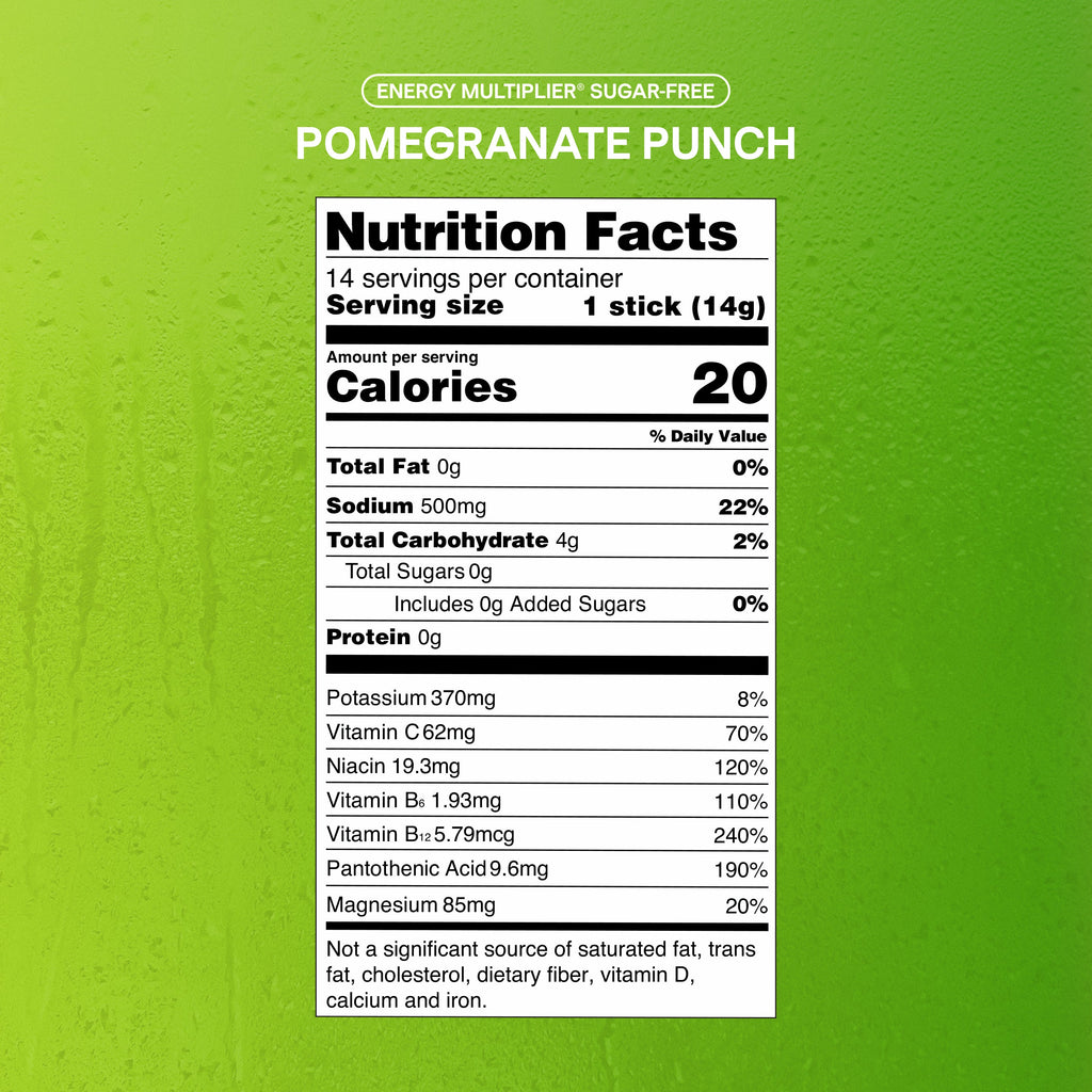 Pomegranate Punch Hydration Sugar-Free Energy Multiplier® A Hydration Choice for Travel Days
