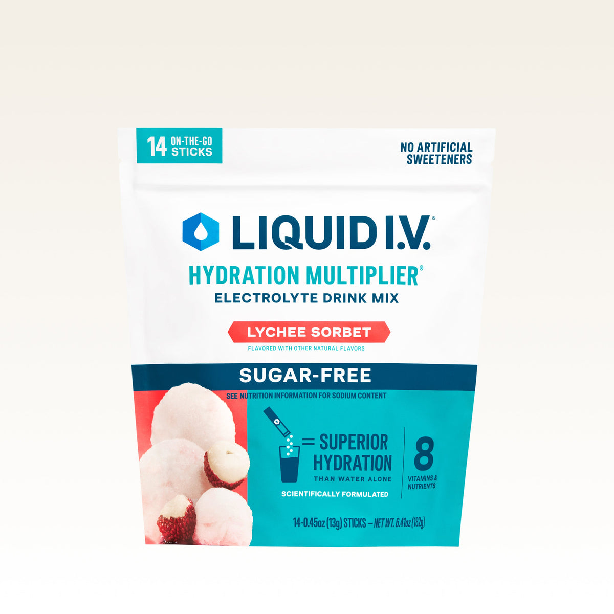 Lychee Sorbet Hydration Multiplier® Sugar-Free Make Time for a Water Break